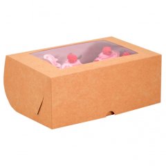 Коробка на 6 капкейков с окном крафт 25х17х10 см КУ-079; 7904600