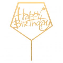Топпер декоративный акриловый "С Днём Рождения" Золото 3960637