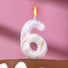 Свеча декоративная Цифра "6" Мрамор 7695898, 6990835