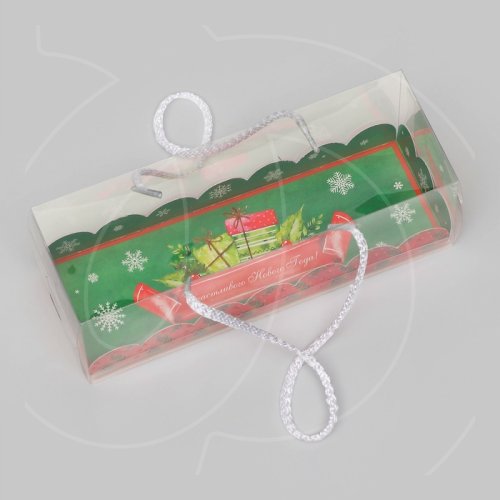 Коробка для сладостей с прозрачной крышкой "Доставка подарков" 22,5х7,8х7,8 см 10534335