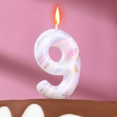 Свеча декоративная Цифра "9" Мрамор 7695901, 6990838