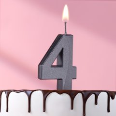 Свеча декоративная Цифра "4" Грань Чёрная 5572748