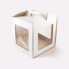 Коробка для торта с окном и ручками белая 30х30х30 см 780105