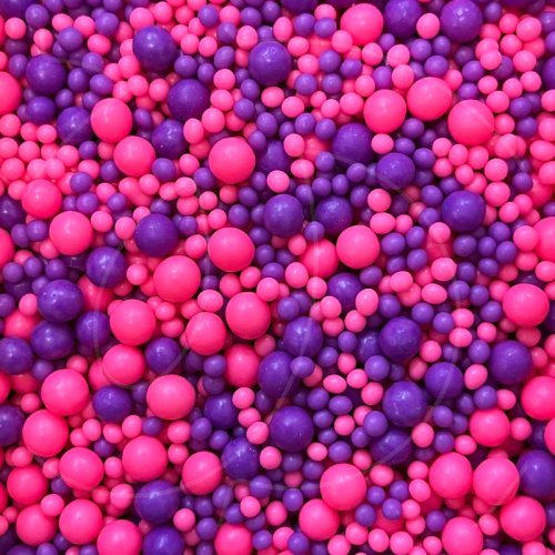 Посыпка кондитерская из дутого риса жемчуг неоновый "Фуксия-ультрафиолет микс" 50 г 918