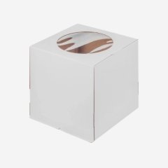 Коробка для торта с окном белая 28х28х30 см 019130