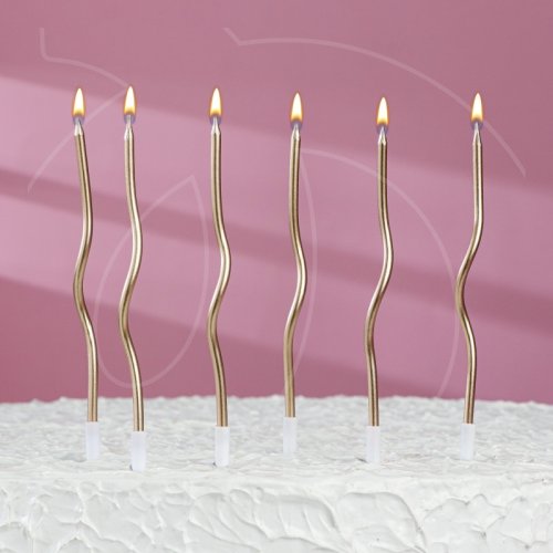 Свечи декоративные "Серпантин" Золото Шампань 11 см 6 шт 7597548