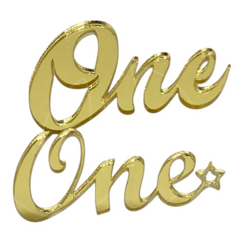 Набор топперов декоративных акриловых "One" Золото 5,5х3,5 см 2 шт 36361