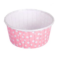 Капсула бумажная с подворотом Светло-розовая в горошек (с ламинацией) D50 H40 100 шт ForG MUFFIN PRO Pp/W 50*40 C, б-27