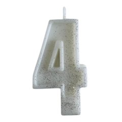 Свеча декоративная Цифра "4" Блёстки 