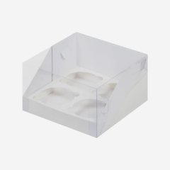 Коробка на 4 капкейка с прозрачной крышкой белая 040273 ф, 41710; 9259478