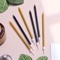 Свечи декоративные Золотые и чёрные гладкие 13 см 6 шт 4710824